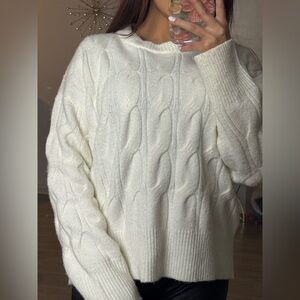 Cozy White Cable Knit Sweater